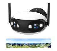 Caméras de sécurité sans fil pour l'extérieur Caméra 4K 8MP HD panoramique 180 ° vue large caméra IP extérieure double objectif 4MP Audio vidéo Surveillance CCTV Protection de sécurité(4MP No TF Card)