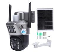 Cameras de sécurité Solaire sans Fil Extérieur, Dual 2MP Lens 360 ° PTZ Solar Camera pour la sécurité à Domicile avec Vision Nocturne, Détection Humaine PIR, Support 4G SIM