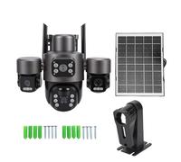 Caméras de sécurité solaires à Triple Objectif, 6 MP HD, Angle de Vision à 360 degrés, caméra extérieure IP66, étanche, détection de Mouvement, caméras WiFi pour la Maison et la