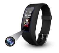 Caméras Espion Intelligent Bracelet, Cachée Mini Spy Camera Montre, Écran Tactile Surveillance Caméscope Activité Tracker pour téléphone, 1080P Micro Caméra avec Bluetooth Noir-32GB