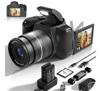 Caméras numériques avec zoom optique 12x pour photographie : 72 MP 4K UHD Auto Focus Caméras compactes avec WiFi - Écran rabattable à 180 ° et carte SD 64 Go pour débutants, YouTube, Vlogging, Creator