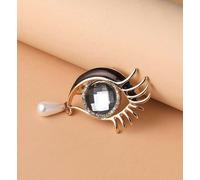 Camerazar Angel Eye Broche en forme de larme avec une épingle en perle, Zircon, Argent
