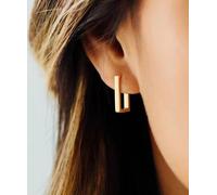 Camerazar Boucles d'oreilles géométriques rectangulaires en acier inoxydable, or