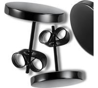 Camerazar Boucles d'oreilles noires pour hommes avec anneaux à vis en acier chirurgical de 6 mm