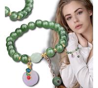 Camerazar Bracelet élastique avec perles et pendentif pour femme, vert
