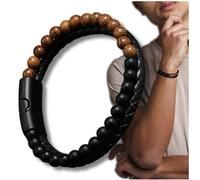 Camerazar Bracelet en cuir pour homme avec perles en pierre.