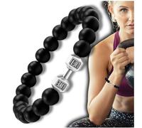 Camerazar Bracelet homme avec perles noires et haltères