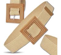 Camerazar Bracelet large en paille avec boucle carrée, élastique, pour robe