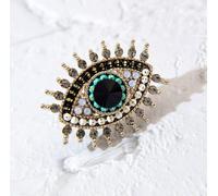 Camerazar Broche en or avec zircon et oeil noir, épingle en perles
