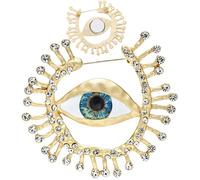 Camerazar Broche ronde en or avec zircon cubique et oeil bleu