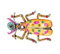 Camerazar Broche vintage avec insecte Coléoptère, émail, décoré de cristaux