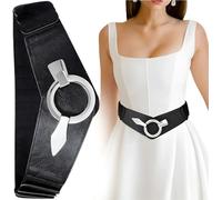 Camerazar Ceinture corset large en cuir pour femmes, noir, pour robes