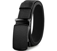 Camerazar Ceinture militaire pour hommes, noire, en nylon, avec boucle métallique automatique et longueur réglable de 125 cm