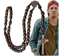 Camerazar Chapelet croix en bois marron pour hommes et femmes