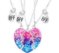 Camerazar Collier d'amitié 3en1, coeur, longueur 43 cm + extension 7,5 cm, dimensions du coeur plié : 2,5 cm x 2,5 cm