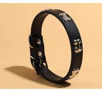 Camerazar Collier pour chien en cuir mignon avec chevilles noir réglable