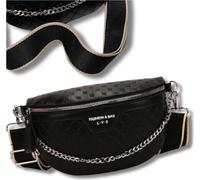Camerazar Elegant sac à bandoulière en cuir noir matelassé avec chaîne
