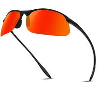 Camerazar Lunettes de conduite universelles avec polarisation, design sportif, rouge miroir