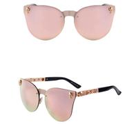Camerazar Lunettes de soleil pour femmes avec tête de mort et yeux de chat, miroir, noir, plastique