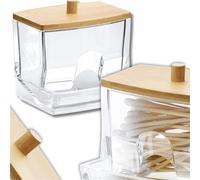 Camerazar Organisateur de salle de bain transparent pour cotons-tiges et bâtonnets ouatés