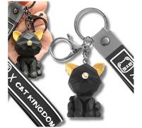Camerazar Porte-clés noir en forme de chat, idéal pour les clés ou le sac à main. Porte-clés en forme de chat - noir