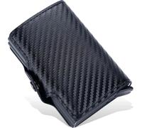Camerazar Portefeuille élégant en éco-cuir pour hommes avec protection antivol, noir, 7x10x2,5 cm