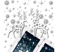 Camerazar Set de 2 feuilles d'autocollants pour fenêtres en forme de flocons de neige et de rennes