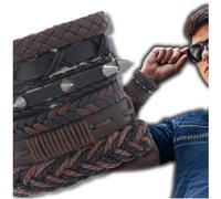 Camerazar Set de 6 bracelets en cuir marron pour homme avec régulation