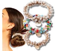 Camerazar Set d'élastiques décoratifs en cristal pour les cheveux 3pcs