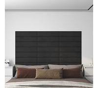 Camerina Panneaux muraux 12 pcs Noir 60x15 cm Velours 1,08 m²,Panneau Mural Decoratif,Plaque PVC,Revetement Mural
