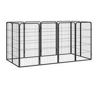 Camerina Parc pour Chien 12panneaux Noir 50x100cm Acier Enduit de Poudre,Parc Chien Interieur,Parc A Chiot,Cloture Chien