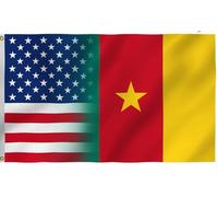 Cameroun Américain Bannière Résistant Aux Intempéries Drapeaux Couleurs Vives Flag Pour Vacances Extérieur Pelouse 90X150Cm