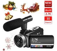 Caméscope 2.7K Camescope 30MP Numérique Camescope Full HD avec Microphone Télécommande Appareil Photo Numérique écran Tactile Rotatif et Webcam Fonction G