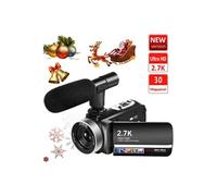Caméscope 2.7K Camescope 30MP Numérique Camescope Full HD avec Microphone Télécommande Appareil Photo Numérique écran Tactile Rotatif et Webcam
