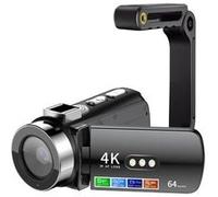 Caméscope 4K 64MP - Écran Rotatif 3" - Zoom 28x - avec un support -noir Noir