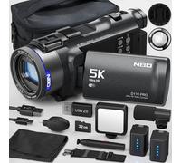 Caméscope 5K 48Mp F1.8 Wifi-Écran Orientable 270°&Zoom 16X-Youtube Vlogging Kit,Micro+11 Filtres,277G(Noir Profond)