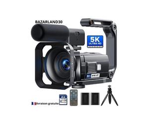 Caméscope 5K - BAZARLAND30 - 56MP - Vision nocturne IR - Écran tactile 3" rotatif - WiFi