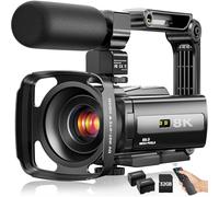 Caméscope 8K 88MP UHD WiFi Vlogging Caméras pour YouTube Zoom numérique 18X Vision nocturne IR Caméra à écran tactile 7,6 cm avec carte de 32 Go, microphone, pare-soleil, stabilisateur, télécommande