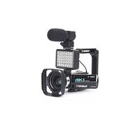 Caméscope AF2 4K Ultra HD Avec objectif grand angle microphone éclairage auxiliaire Noir