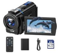 Caméscope Caméra vidéo 4K 48MP Vlogging Caméra Youtube, Vision Nocturne 3" Écran Tactile Rotatif à 270° Zoom numérique 16X Camcorder Video Camera, Camera Vlog avec Carte 32 Go, télécommande, Pile