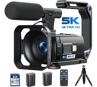 Caméscope Caméra Vidéo 5K 56Mp Vlogging Caméra Youtube,Wifi Vision Nocturne 3"" Écran Tactile Rotatif À 270° Video Camera Avec Carte 64 Go,Télécommande,Microphone,Stabilisateur,Piles,Trépied