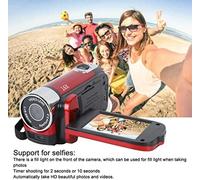 Caméscope Dv 16 Mégapixels,Appareil Photo À Zoom Numérique 16X,Caméscope Hd 1080P,Écran Rotatif Tft 2,7 Pouces Avec Interface Usb,Caméscope Pour Enfants (Rouge)