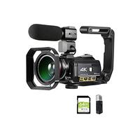 Caméscope numérique professionnel 4K avec microphone et carte SD 64 Go pour enregistrement vidéo