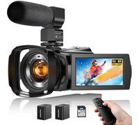 Caméscope vidéo 5K Zoom opitique 8X Caméras de diffusion en direct 64MP Caméra de vlogging pour YouTube avec vision nocturne en couleur, WiFi 3,6'' 270° IPS Écran tactile 32 Go Autofocus Enregistreur