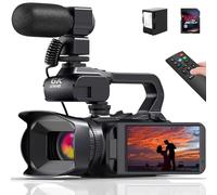 Caméscope vidéo 6K 64MP 18X Zoom numérique Vlogging Camera avec vision nocturne IR pour YouTube, webcam HD WiFi Enregistreur vidéo avec batterie 4500 mAh, carte SD, stabilisateur, microphone et