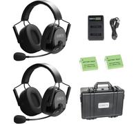 cametv KUMINIK8 Casques d'interphonie sans Fil à Deux Oreilles 1.9GHz, système de Communication par interphone Full Duplex, Distance jusqu'à 450M, avec Annulation du Bruit （Paquet de 2）