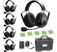 cametv KUMINIK8 Casques d'interphonie sans Fil à Deux Oreilles 1.9GHz, système de Communication par interphone Full Duplex, Distance jusqu'à 450M, avec Annulation du Bruit （Paquet de 5）