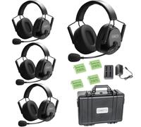 cametv KUMINIK8 Casques d'interphonie sans Fil à Deux Oreilles 1.9GHz, système de Communication par interphone Full Duplex, Distance jusqu'à 450M, avec Annulation du Bruit （Paquet de 4）