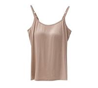 Cami Soutien-Gorge intégré en Coton réglable avec Cadre Soutien-Gorge Stretch, Kaki, M