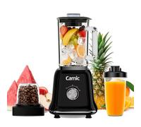 Camic blender mixeur 1200 W Mixeur Multifonction 3 en 1 avec Récipient en Verre de 1,6 L, mug de Voyage de 400 ml et Gobelet de Broyage de 200 ml, Mixeur à Impulsion/2 Vitesses